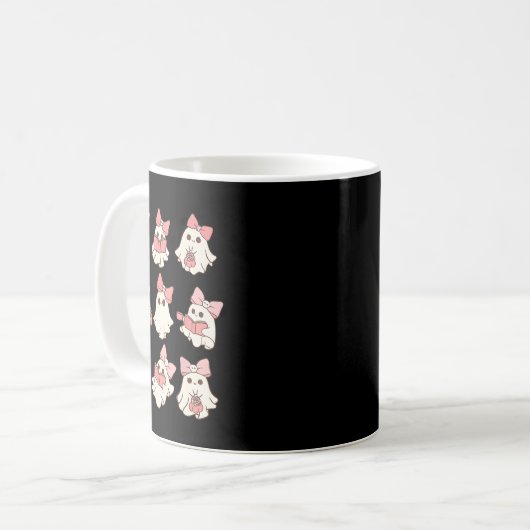 Mug Coquette rose Bow mignonne Ghost Halloween Mers Éf (Devant gauche)
