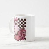 Mug Coquette rose rétro Fille fantôme avec Bow Hallowe (Devant gauche)