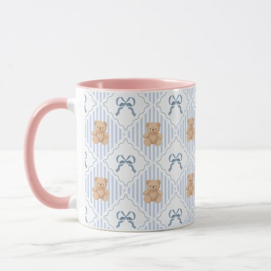Mug Coquette Teddy Bear & Ribbon Bow Pattern (Gauche)