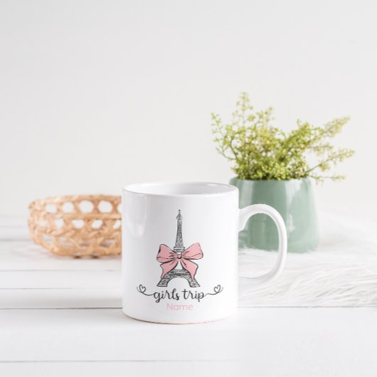 Mug Coquette Voyage de fille Tour Eiffel & Bow rose Pe