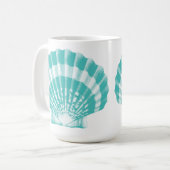 Mug Coquillage - aqua doux et blanc (Devant gauche)