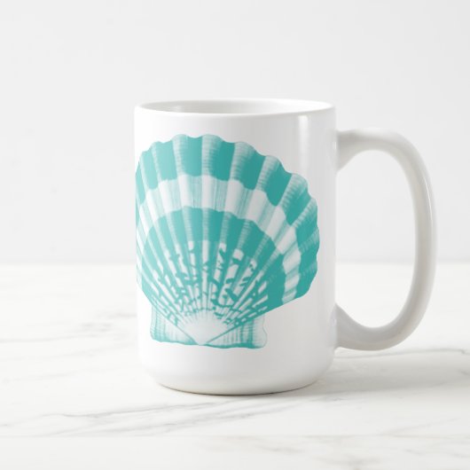 Mug Coquillage - aqua doux et blanc (Droite)
