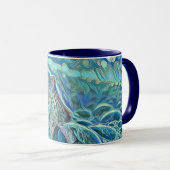 Mug Coquillage bleu dans la peinture marine moussante (Devant droit)