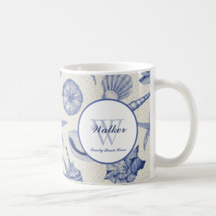 Mug Coquillage bleu marine à thème personnalisé