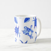 Mug Coquillage bleu mélangé motif-nom monogramme perso (Devant droit)