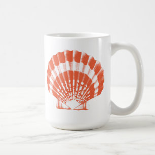 Mug Coquillage - corail orange et blanc