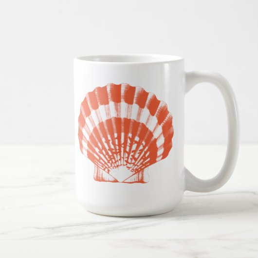 Mug Coquillage - corail orange et blanc (Droite)