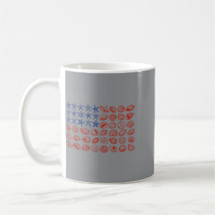 Mug Coquillage Drapeau Usa 4 Juillet Pour Hommes Femme