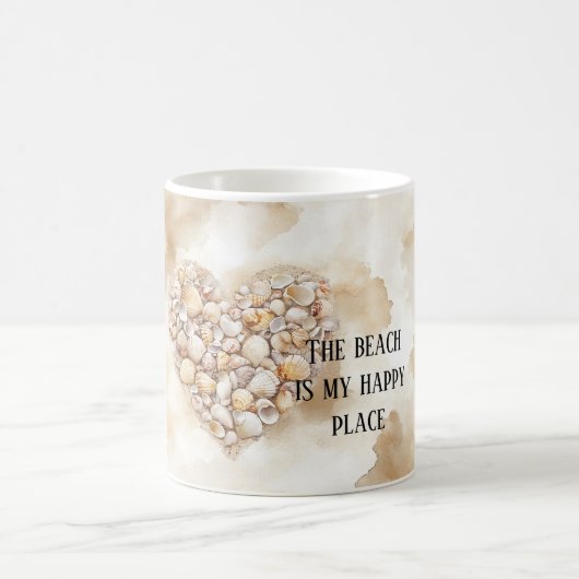 Mug Coquillages Cœur Plage Endroit Heureux (Centre)