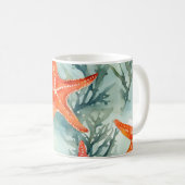 Mug Coquillages d'étoiles de mer orange (Devant droit)