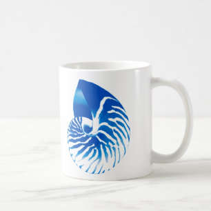 Mug Coquille de nautile - bleu cobalt et blanc