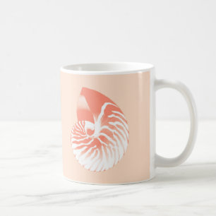 Mug Coquille de nautile - corail orange et blanc