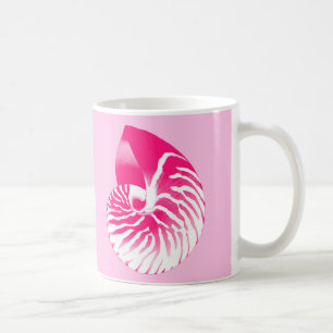 Mug Coquille de Nautilus - fuchsia rose et blanc
