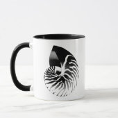 Mug Coquille de Nautilus - noir, gris et blanc (Gauche)