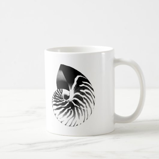 Mug Coquille de Nautilus - noir, gris et blanc (Droite)