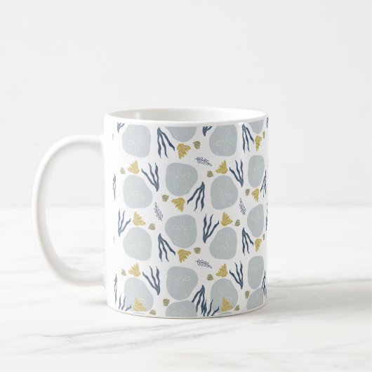 Mug Coquilles de Dollar de Sable Motif de Plage  (Gauche)