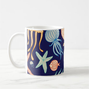 Mug Coquilles de méduse Poisson Algues Motif