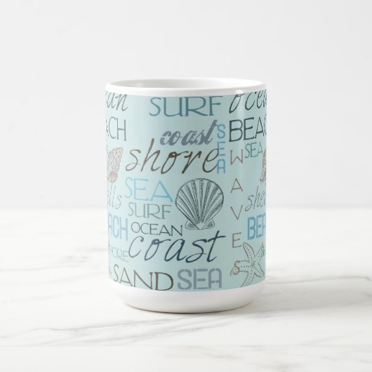 Mug Coquilles de plage bleue côte océan (Centre)