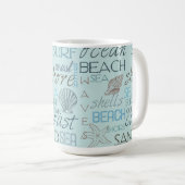 Mug Coquilles de plage bleue côte océan (Devant droit)