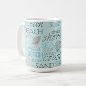 Mug Coquilles de plage bleue côte océan (Devant gauche)
