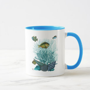 Mug Coquilles et coraux bleus de poissons