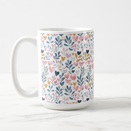 Mug Corações em aquarela (Gauche)