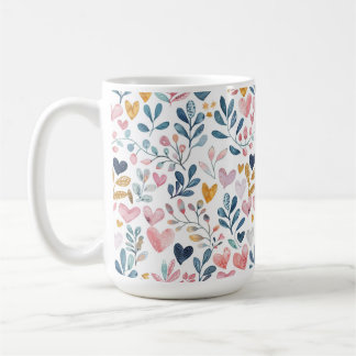 Mug Corações em aquarela