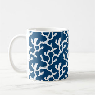 Mug Corail Abstrait bleu et blanc Motif répétitif