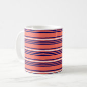Mug Corail, bleu marine et blanc cinq bandes motif (Devant gauche)