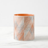 Mug Corail, orange, beige, gris texturé zigzag. (Centre)