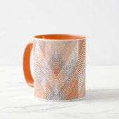 Mug Corail, orange, beige, gris texturé zigzag. (Devant gauche)