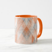 Mug Corail, orange, beige, gris texturé zigzag. (Devant droit)