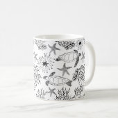 Mug Corail plante, tortue marine (Devant droit)
