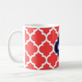 Mug Corail Rouge Blanc Marocain #5 Navy 3 Initial Mono (Gauche)