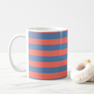 Mug Corail vivant et bleu Pacifique Lignes horizontale