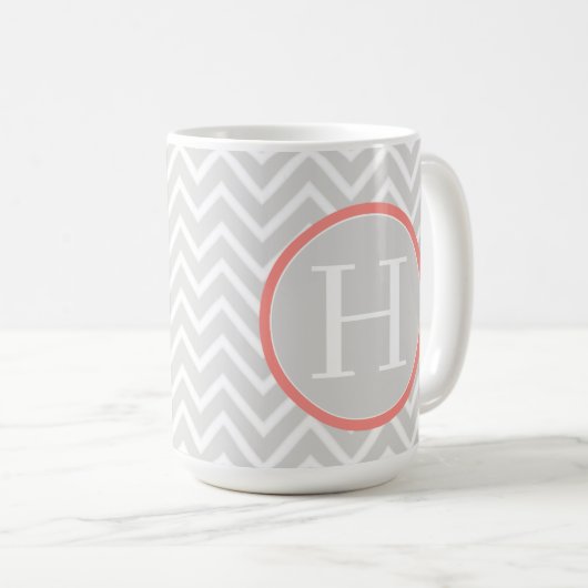 Mug Coral Chevron Monogramme (Devant droit)