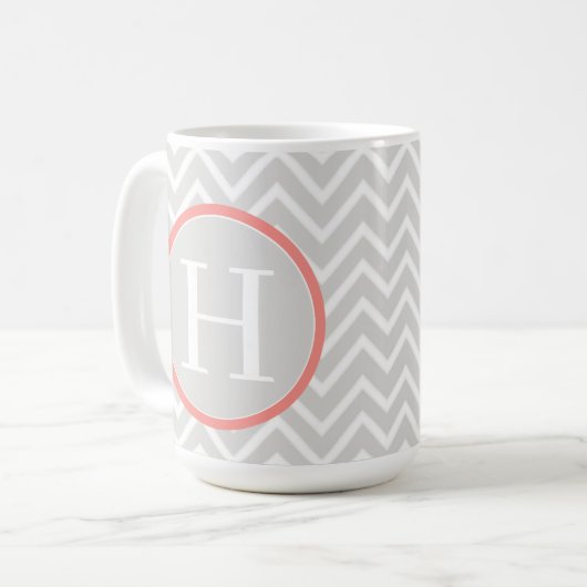 Mug Coral Chevron Monogramme (Devant gauche)