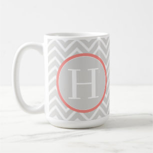 Mug Coral Chevron Monogramme
