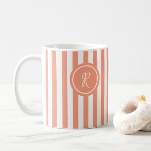 Mug Coral French Beach Stripe Monogramme personnalisé