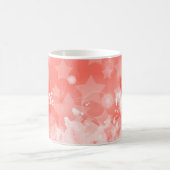 Mug Coral rose Stars motif Moderne Chic Monogramme Nom (Centre)