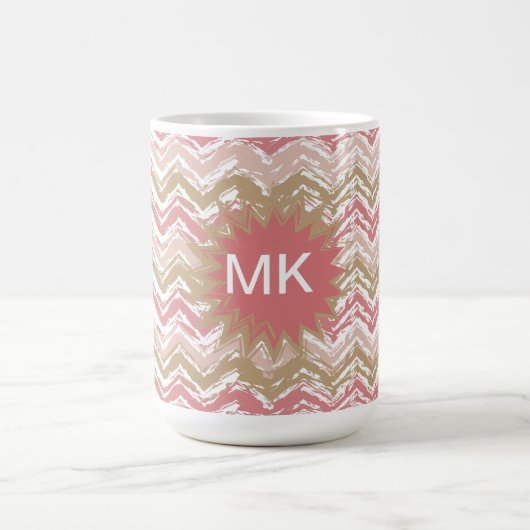 Mug Coral Spice Scribble ZigZag Chevron Motif (Centre)