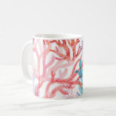 Mug Coraux aquarelles : motif du monde sous-marin. (Devant gauche)