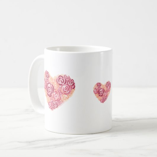 Mug Corazon de flores en acuarela (Devant gauche)