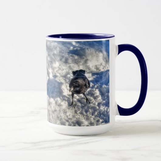 Mug Corbeau corbeau noir dans la photo de neige (Droite)
