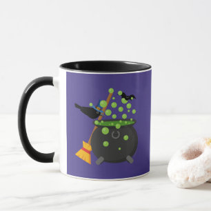 Mug Corbeau de jolie sorcière regardant dans un chaudr