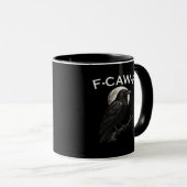 Mug Corbeau drôle F-Caw-F Engrenage minimal propre (Devant droit)