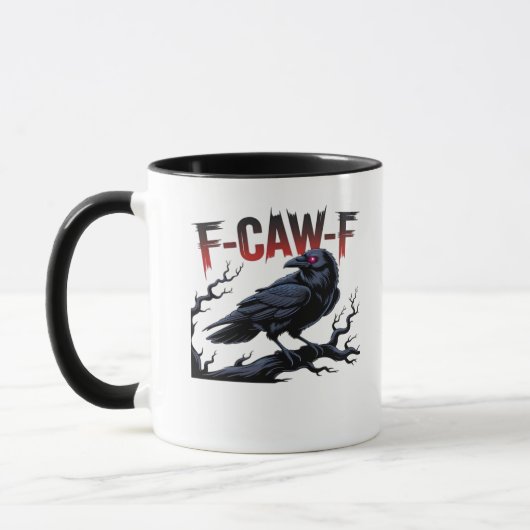 Mug Corbeau drôle F-Caw-F Raven Classique Cool Unique (Gauche)