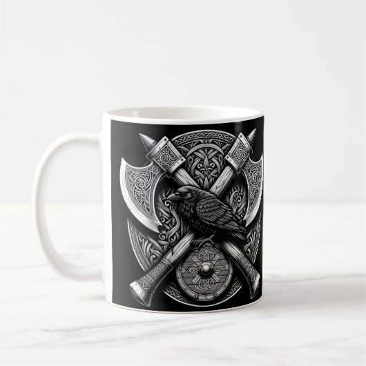 Mug Corbeau et Axes - Norse Warrior Shield Wall Art (Gauche)