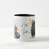 Mug Corbeau et chat en automne "Hello Fall" Crow (Centre)
