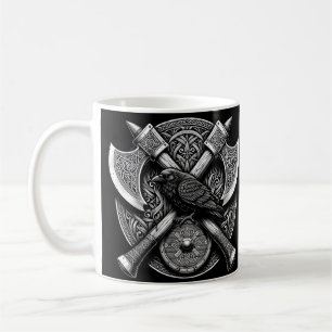 Mug Corbeau et Haches – Art du mur de boucliers du gue
